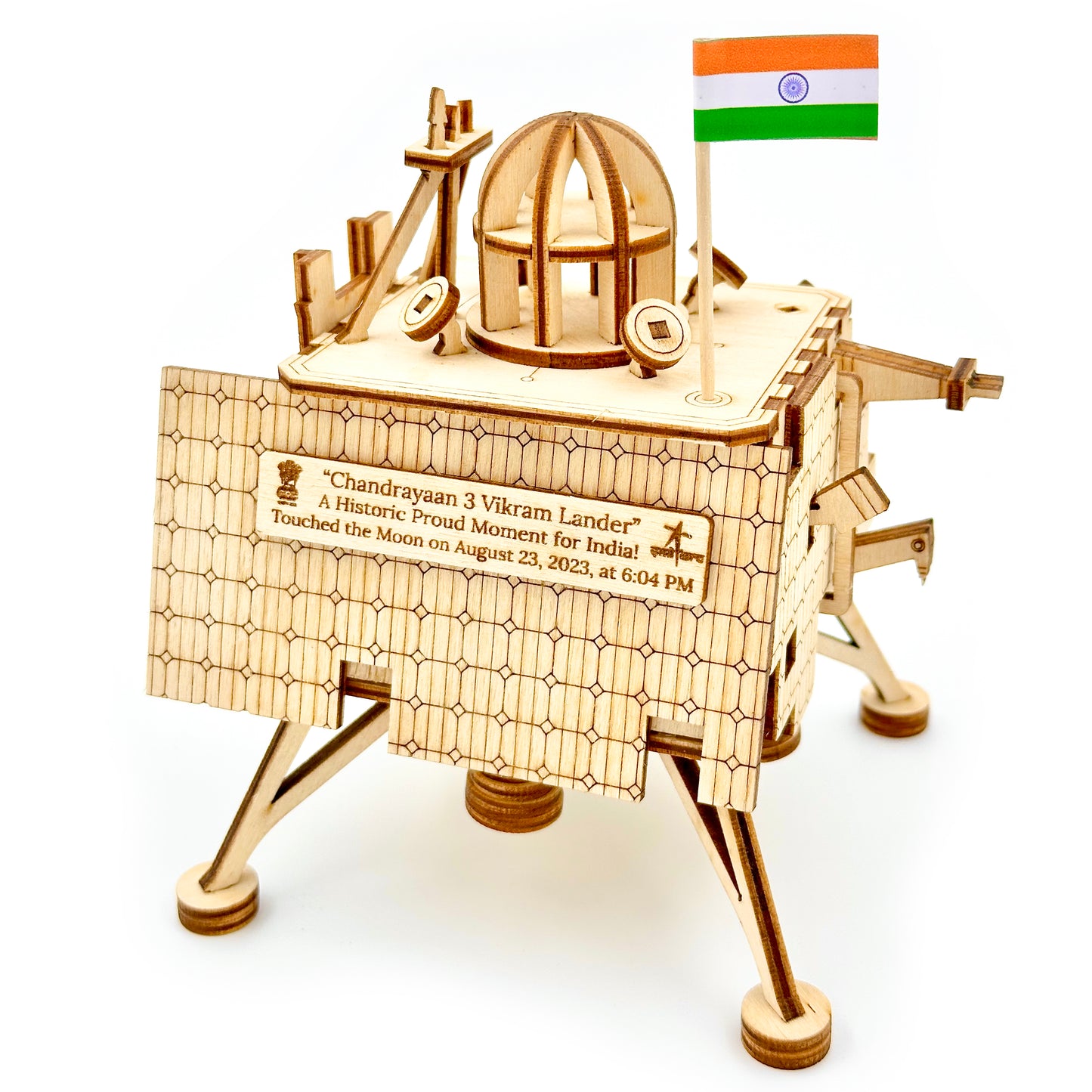 Chandrayaan 3 Vikram Lander Wooden Art Model with Pragyan Rover