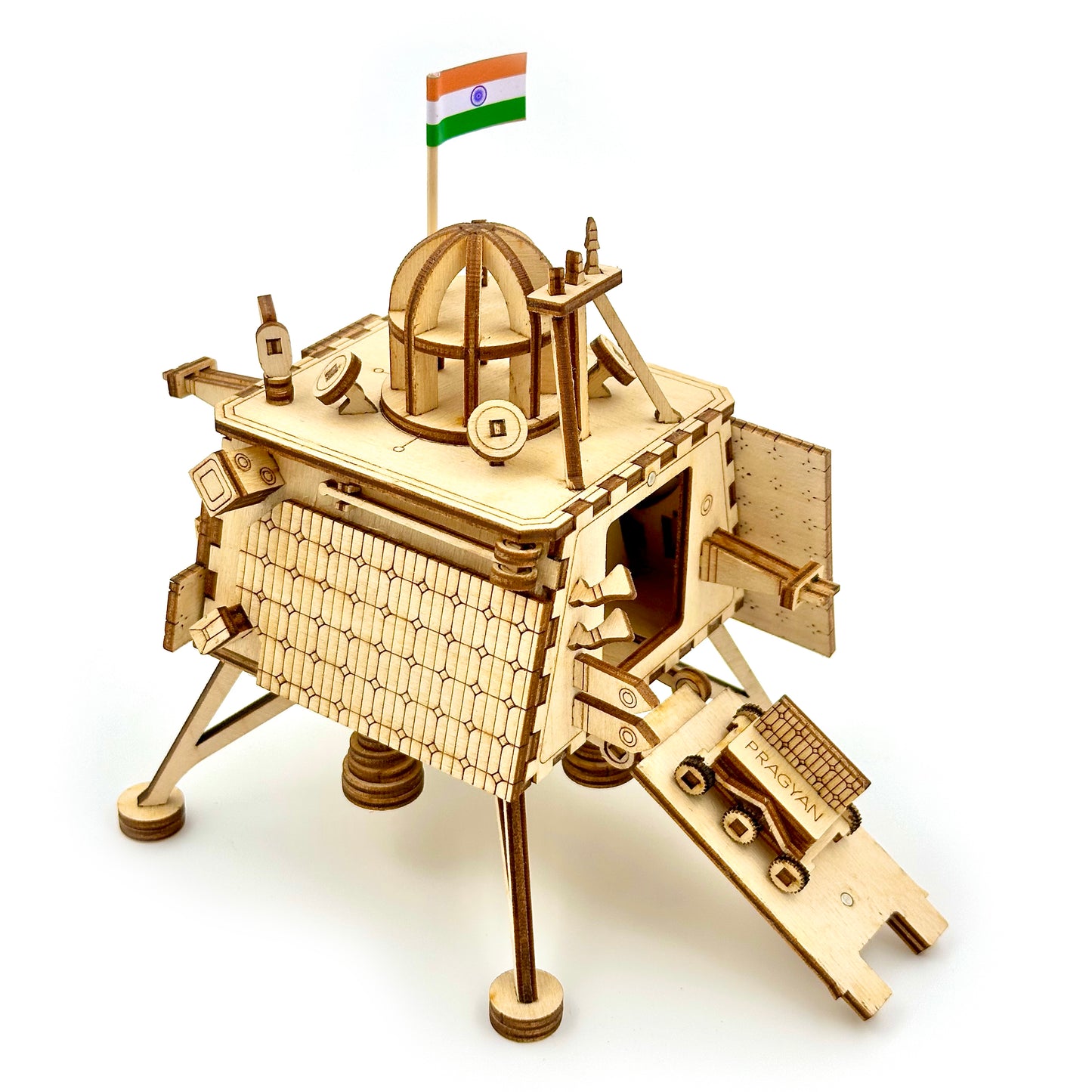 Chandrayaan 3 Vikram Lander Wooden Art Model with Pragyan Rover