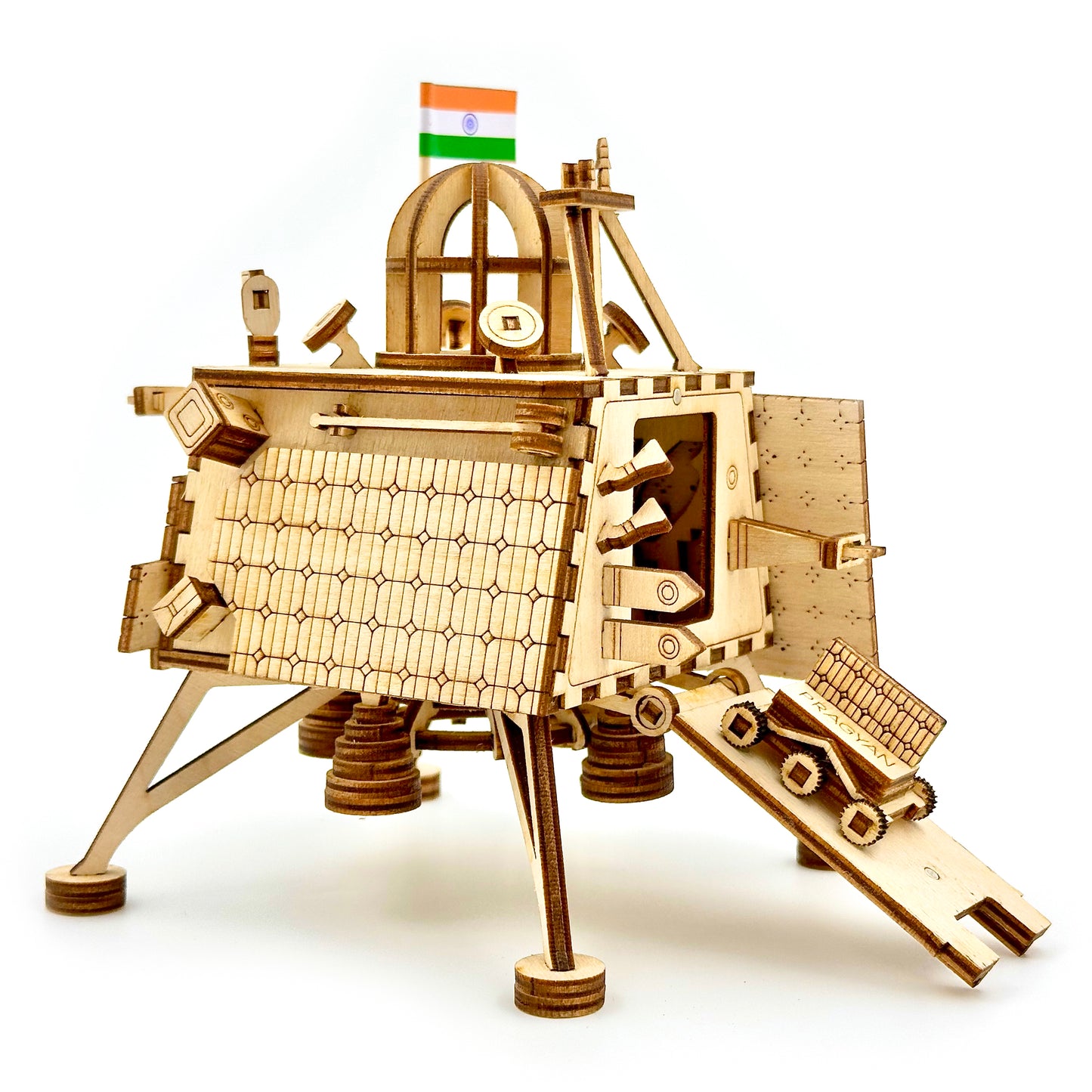 Chandrayaan 3 Vikram Lander Wooden Art Model with Pragyan Rover