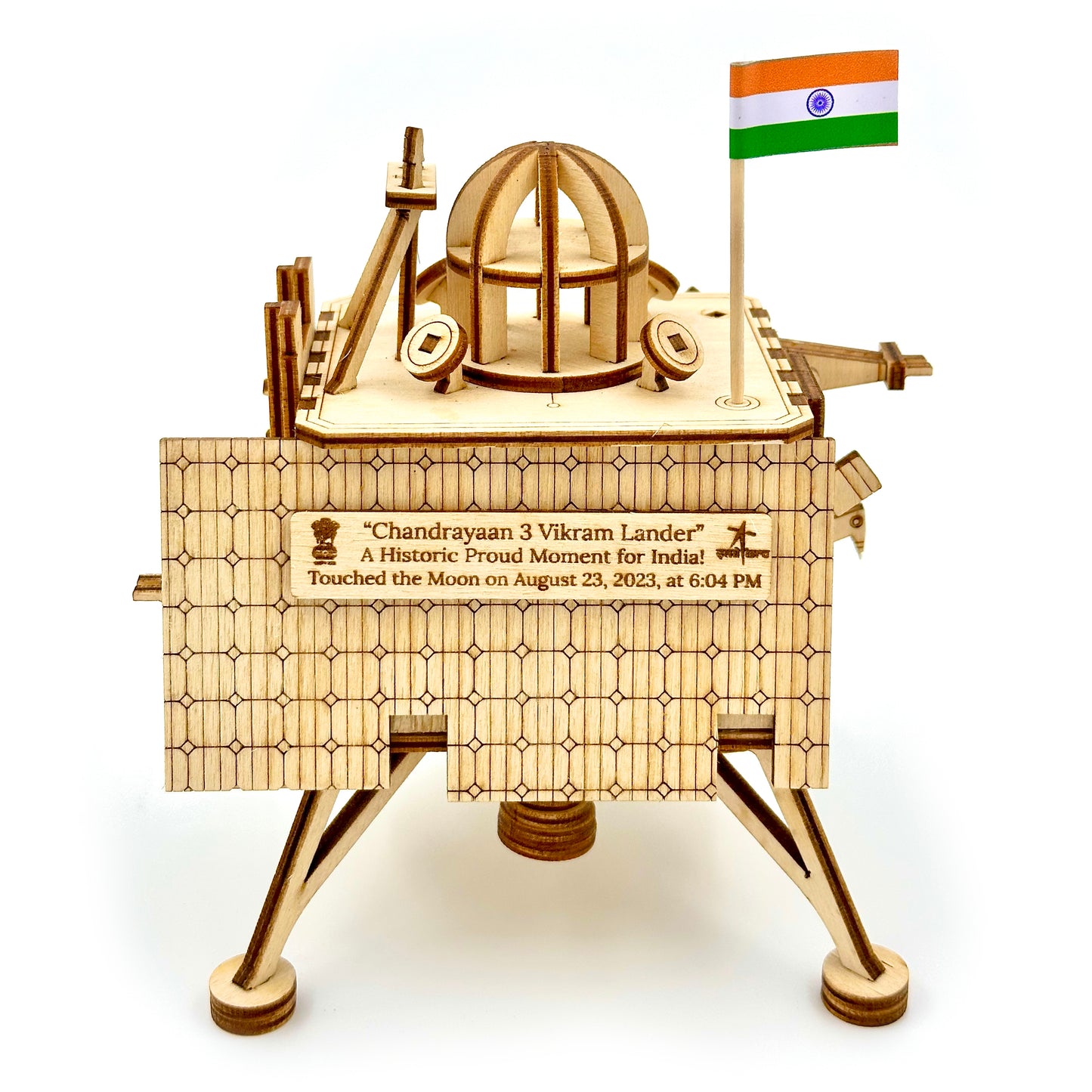 Chandrayaan 3 Vikram Lander Wooden Art Model with Pragyan Rover