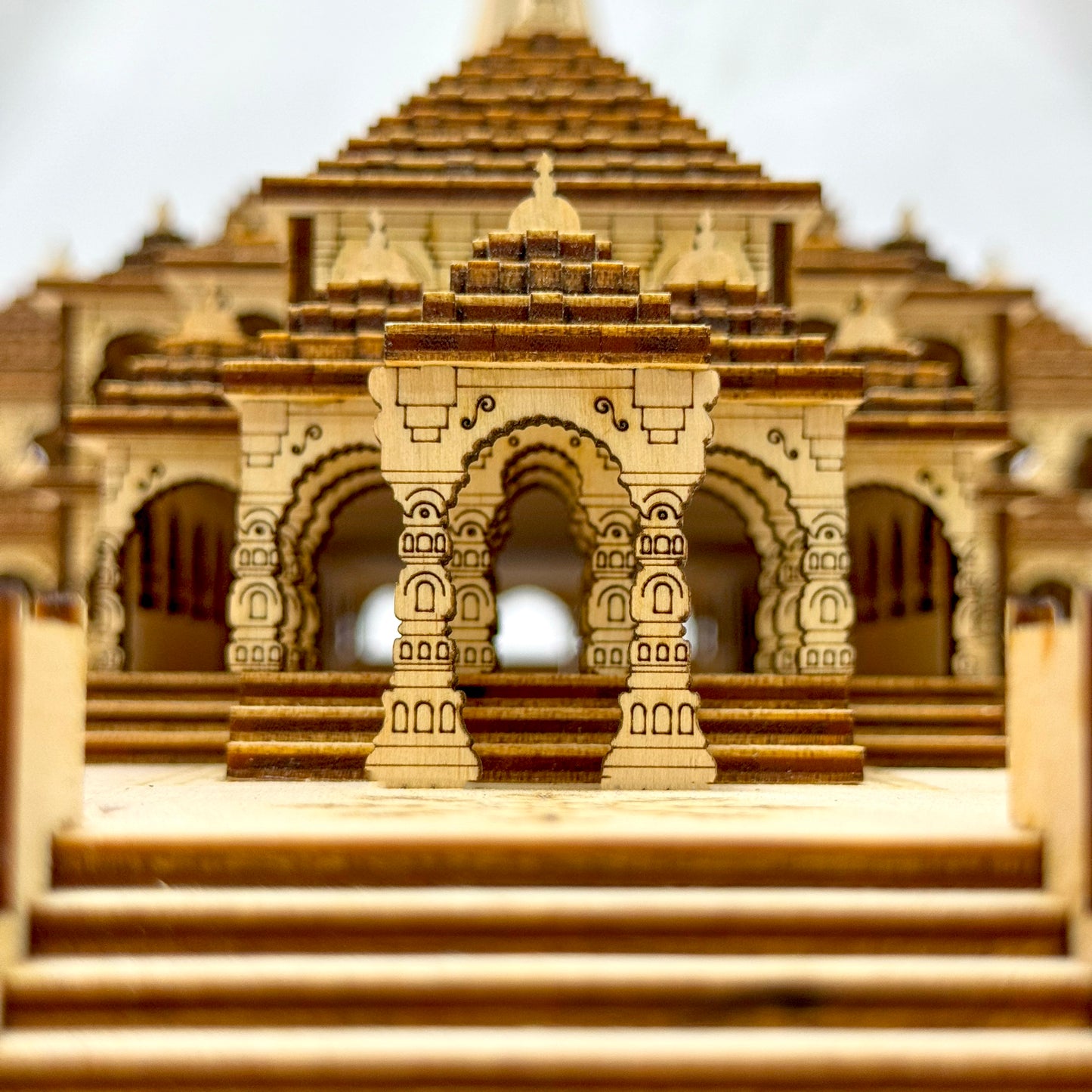 Large-Scale Wooden Ayodhya Ram Mandir 3D Model with Exquisite Details