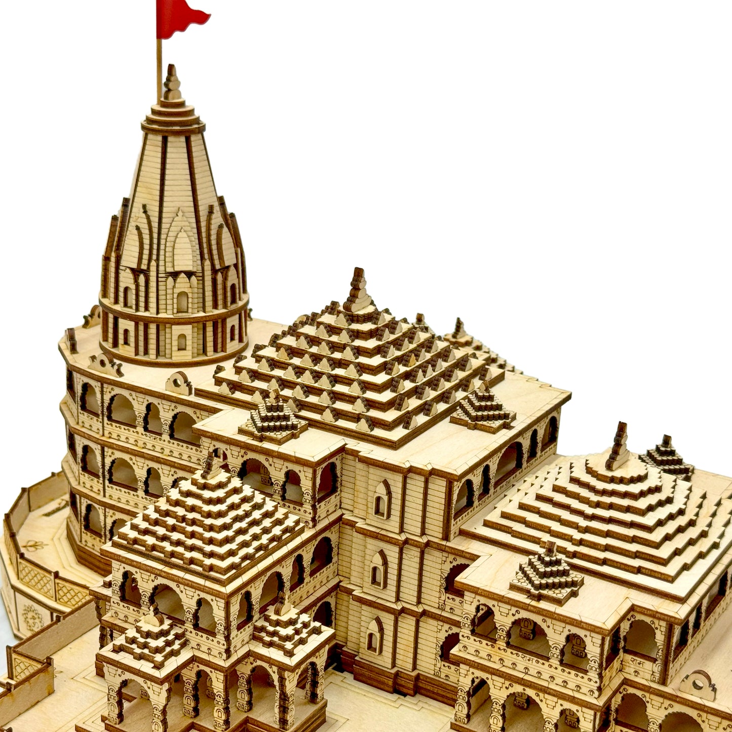 Large-Scale Wooden Ayodhya Ram Mandir 3D Model with Exquisite Details