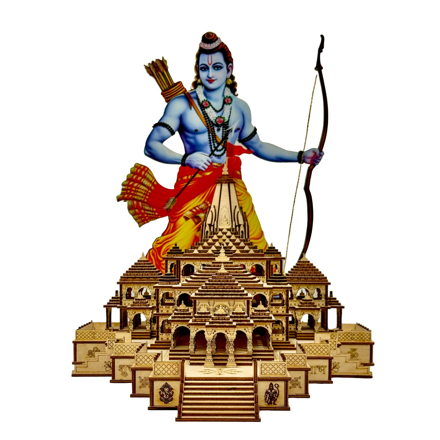 Large-Scale Wooden Ayodhya Ram Mandir 3D Model with Exquisite Details