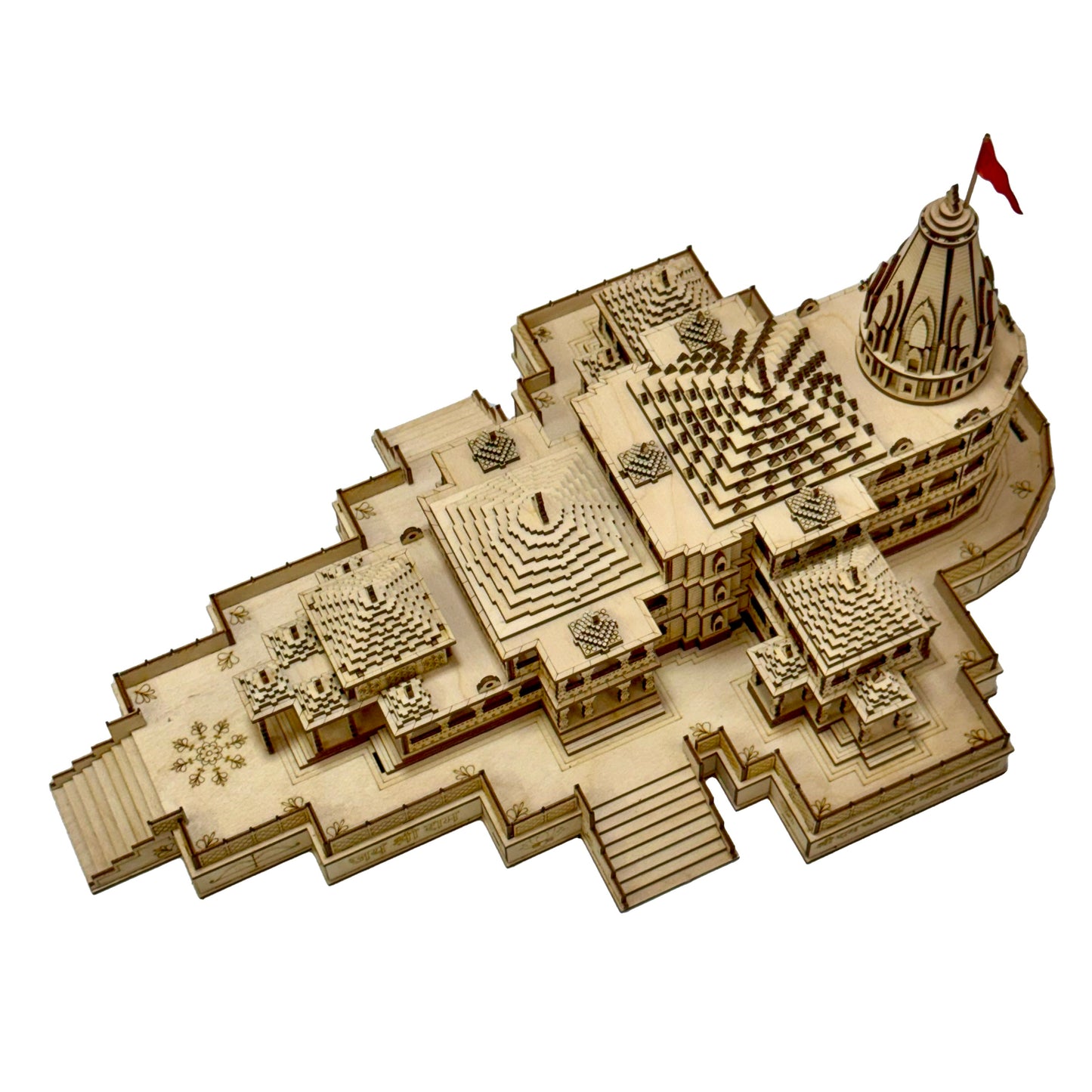 Large-Scale Wooden Ayodhya Ram Mandir 3D Model with Exquisite Details