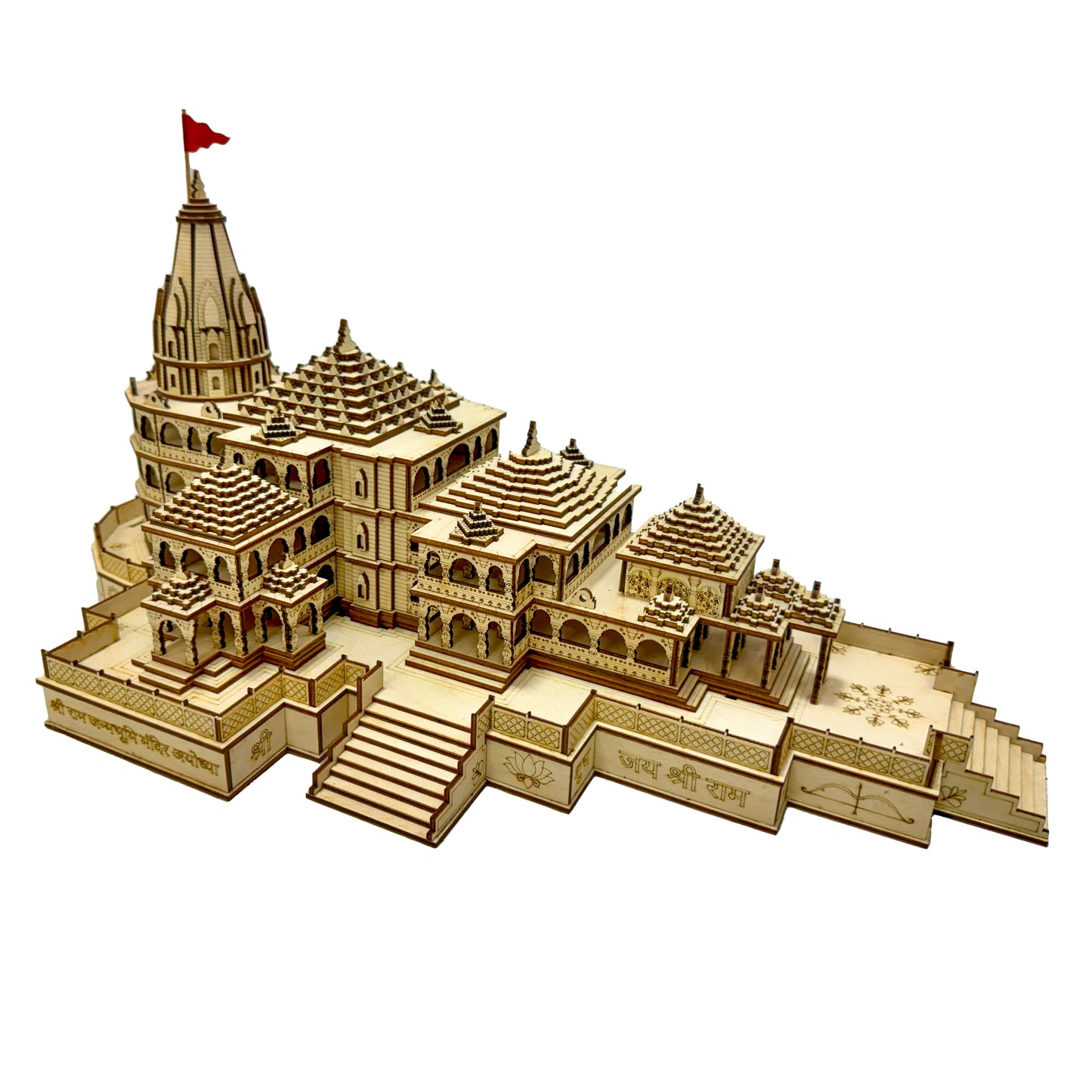 Large-Scale Wooden Ayodhya Ram Mandir 3D Model with Exquisite Details