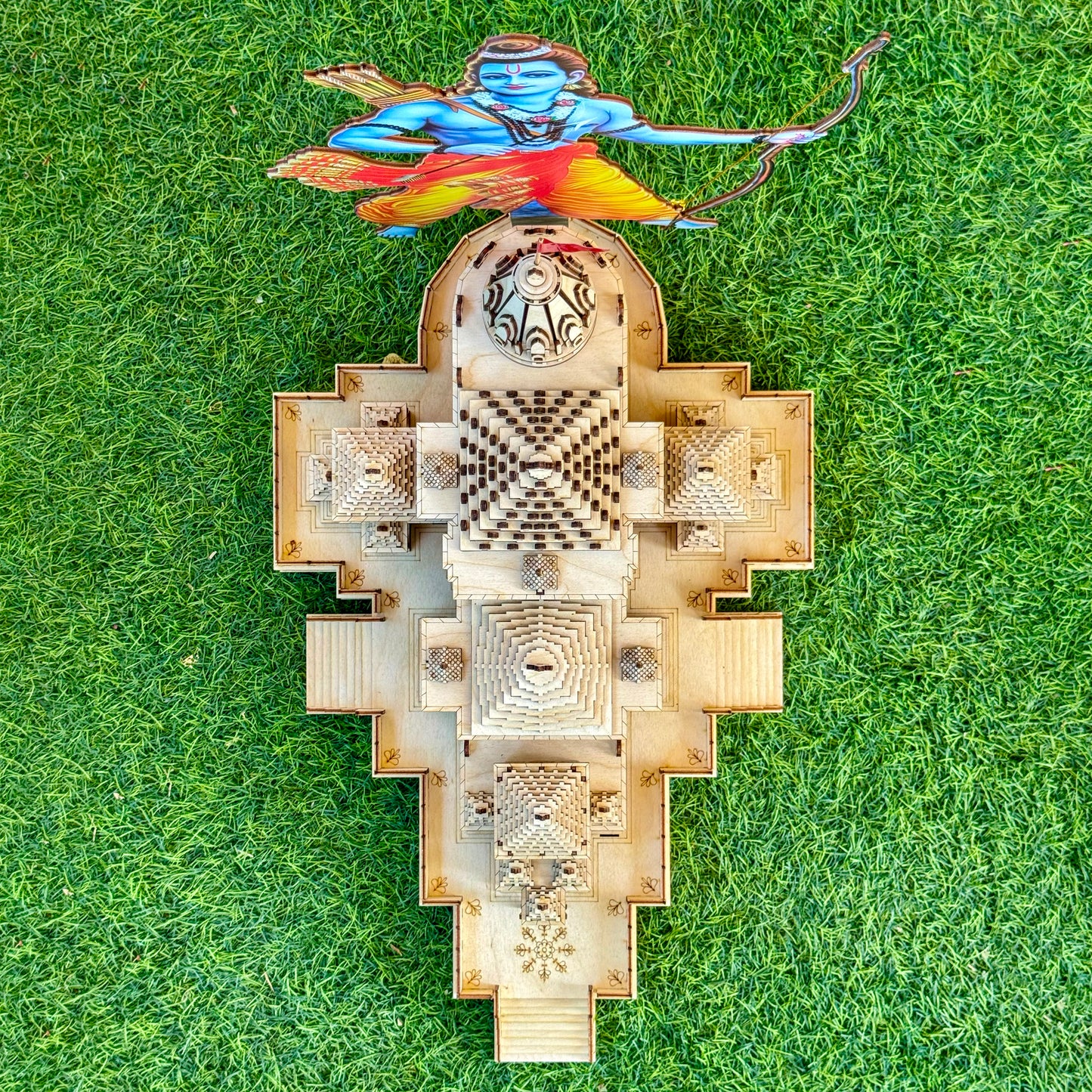 Large-Scale Wooden Ayodhya Ram Mandir 3D Model with Exquisite Details