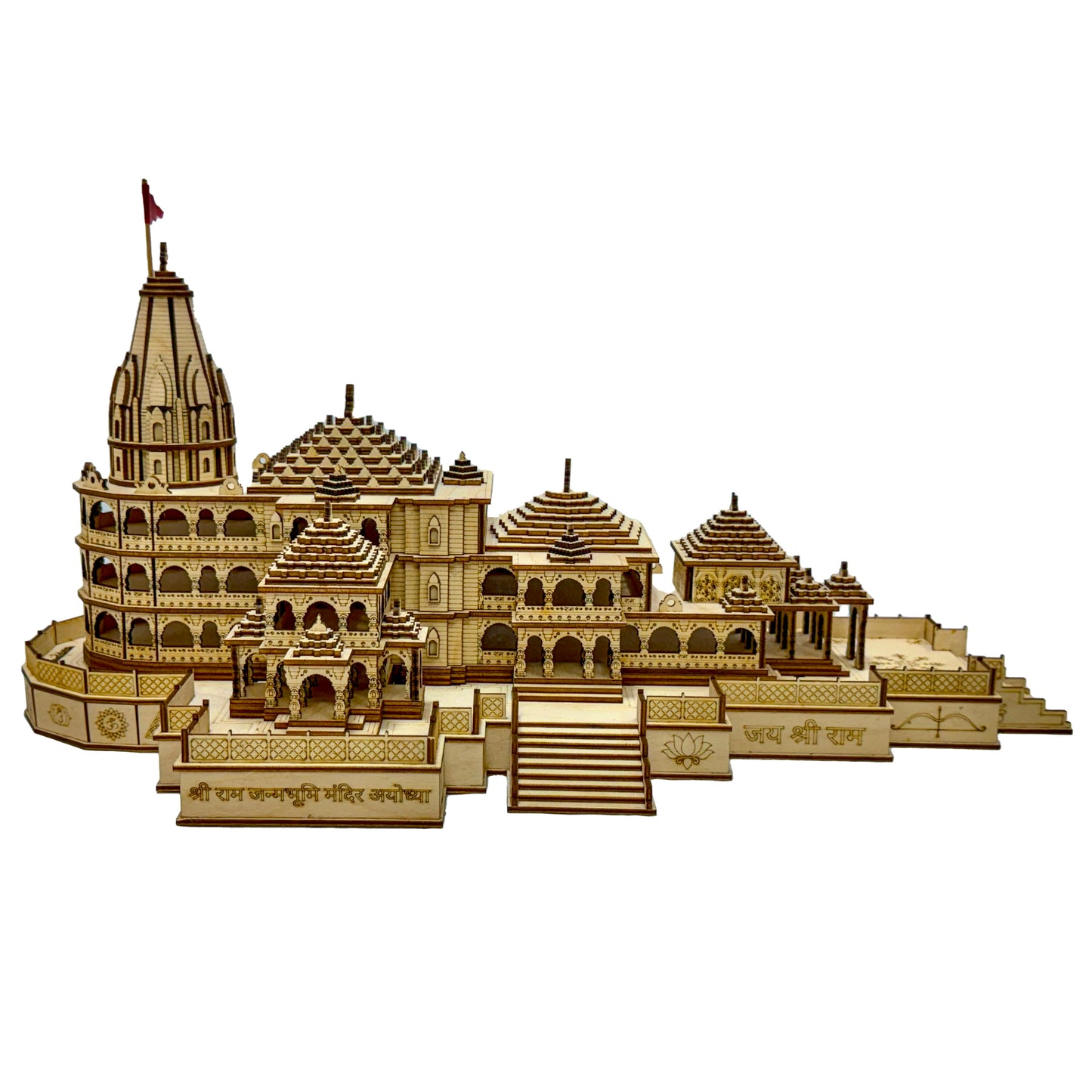 Large-Scale Wooden Ayodhya Ram Mandir 3D Model with Exquisite Details