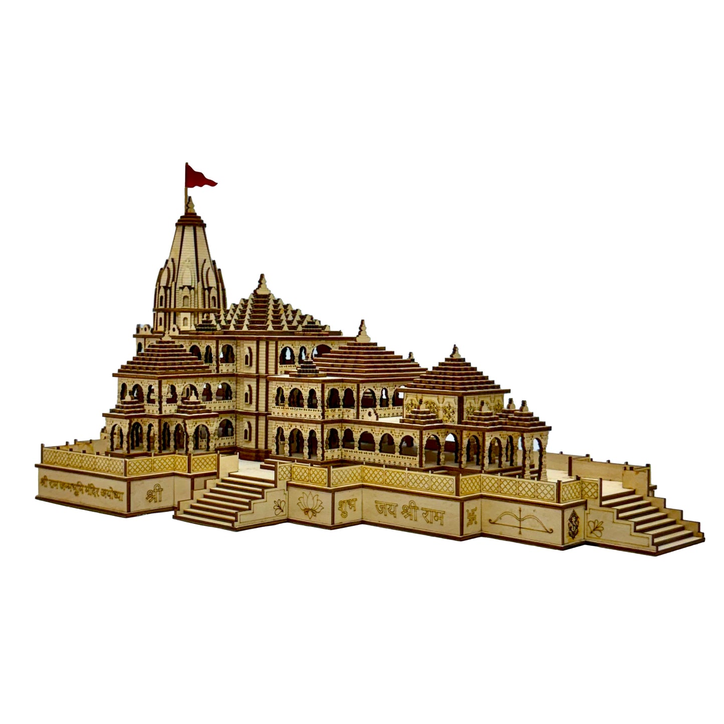 Large-Scale Wooden Ayodhya Ram Mandir 3D Model with Exquisite Details