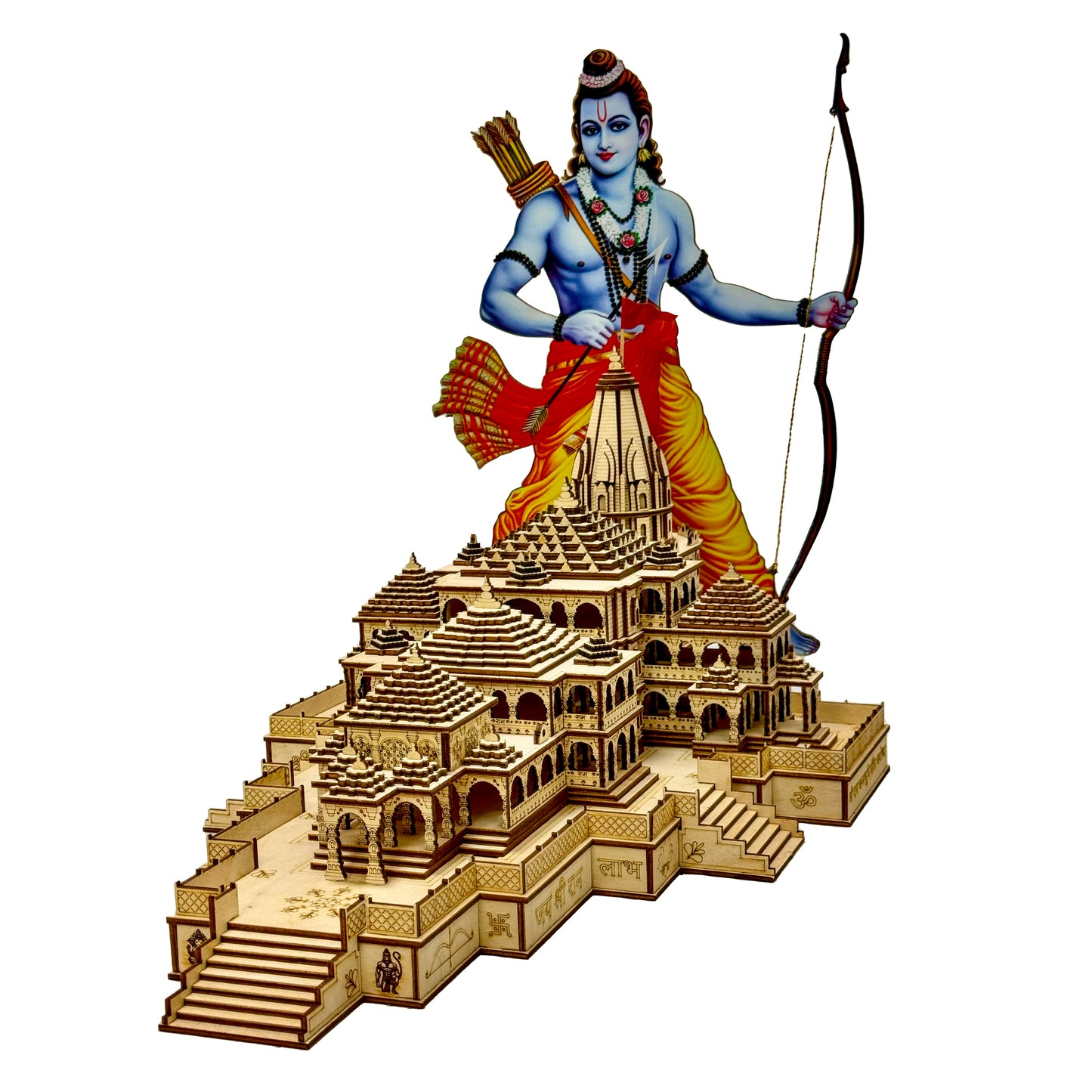 Large-Scale Wooden Ayodhya Ram Mandir 3D Model with Exquisite Details