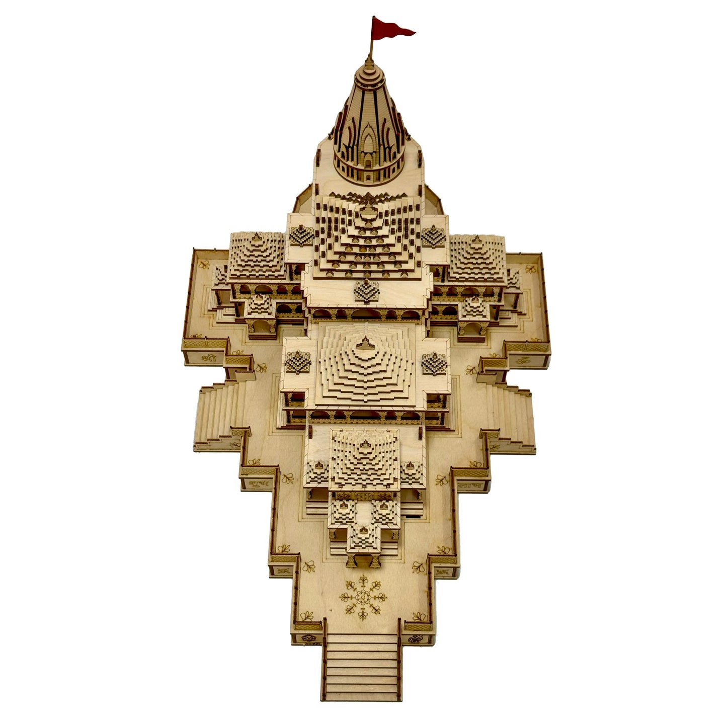 Large-Scale Wooden Ayodhya Ram Mandir 3D Model with Exquisite Details