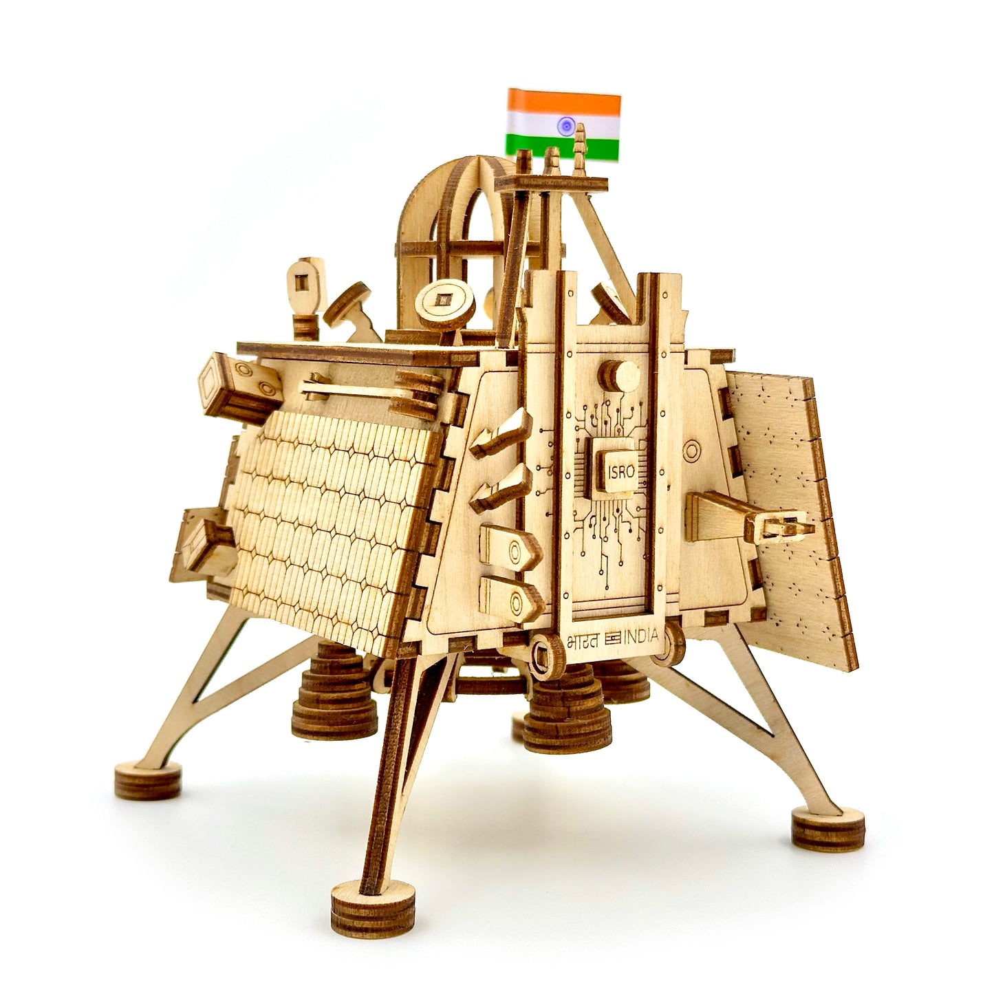 Chandrayaan 3 Vikram Lander Wooden Art Model with Pragyan Rover